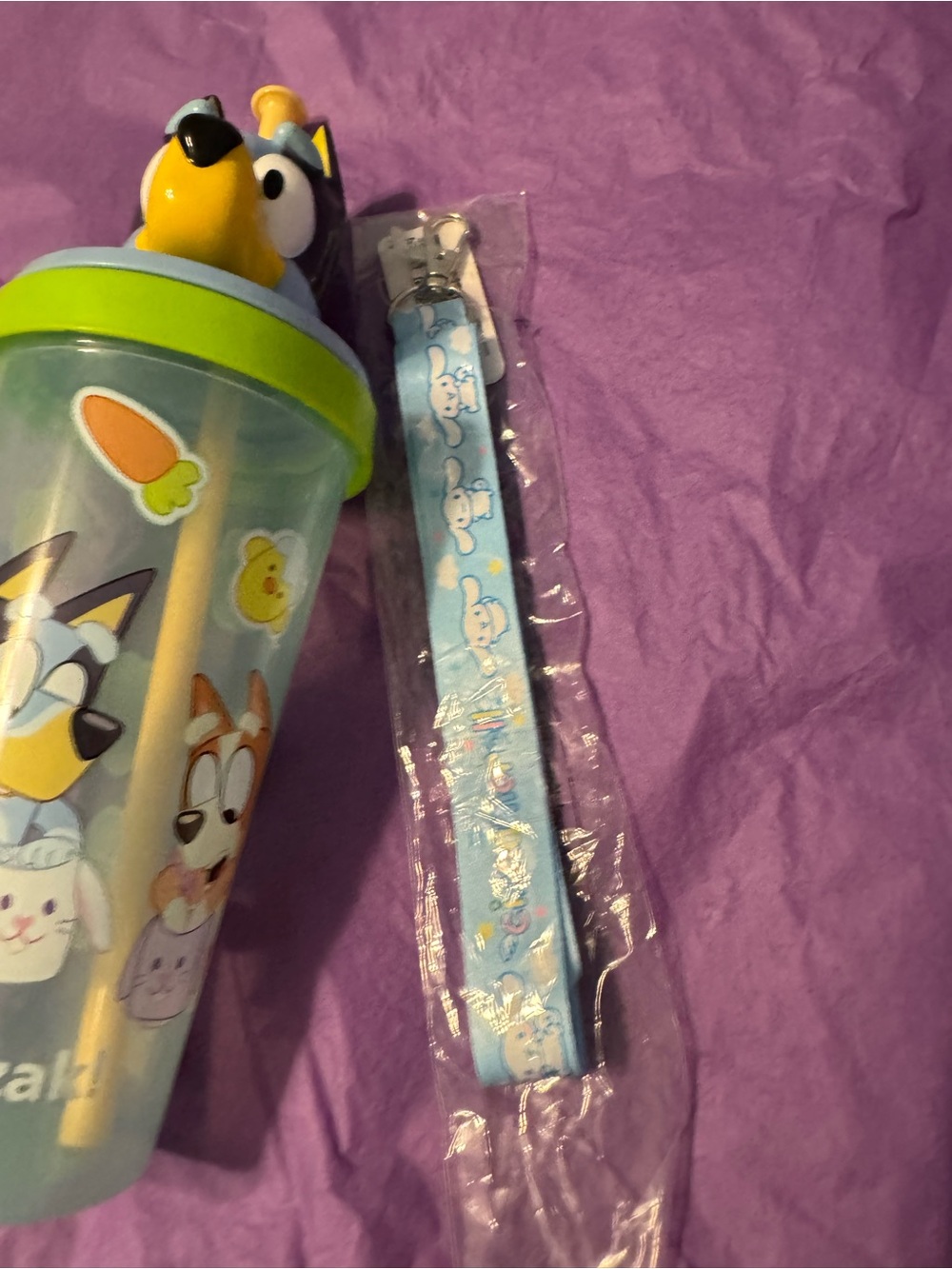 ๐ถ Bluey Bundle! Zack Straw Cup + NEW Sanrio Cinnamoroll Lanyard- NEVER USED - Picture 5 of 8